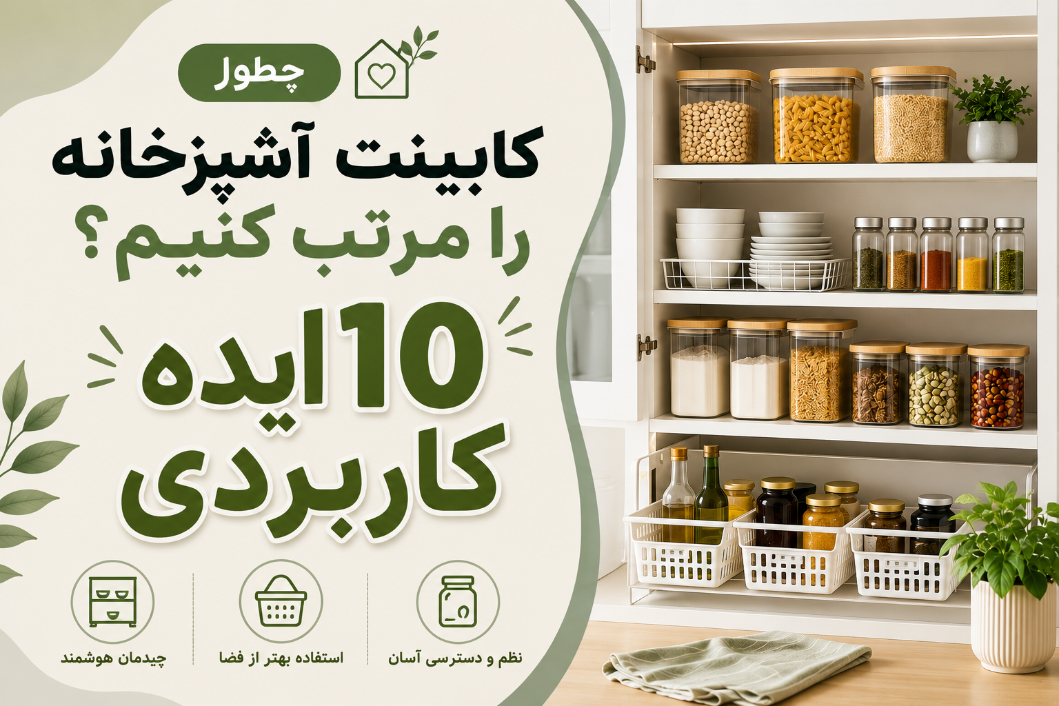 چطور کابینت آشپزخانه را مرتب کنیم؟ ۱۰ ایده کاربردی برای کابینت‌های شلوغ