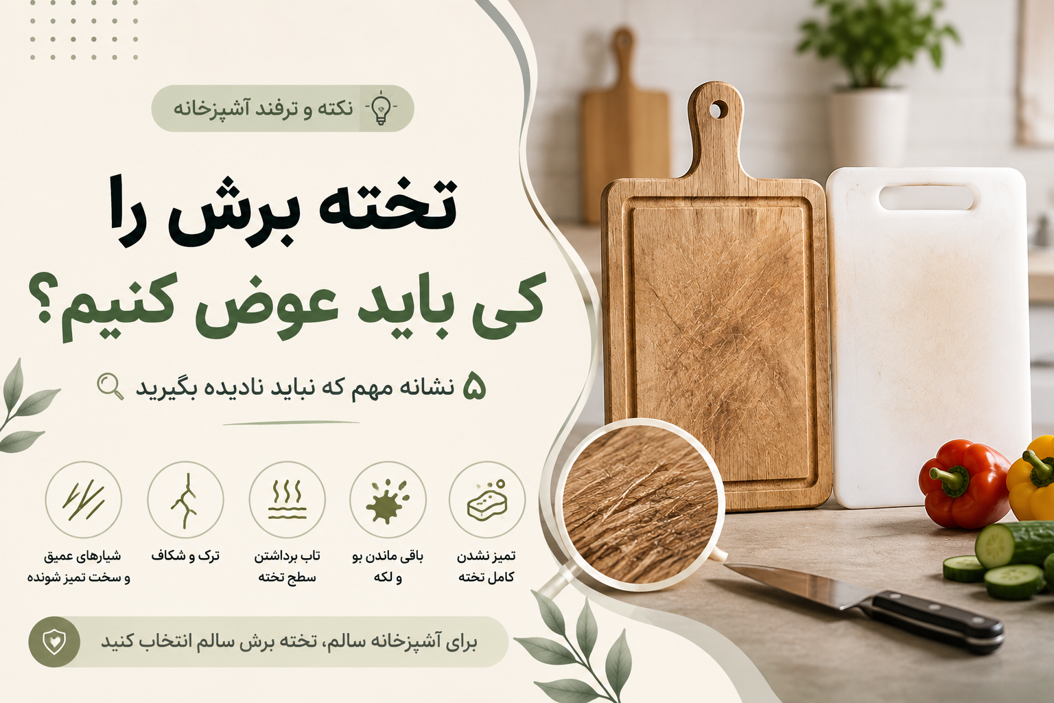 چه زمانی تخته برش را عوض کنیم؟ ۵ نشانه‌ای که از ظاهر نو مهم‌ترند