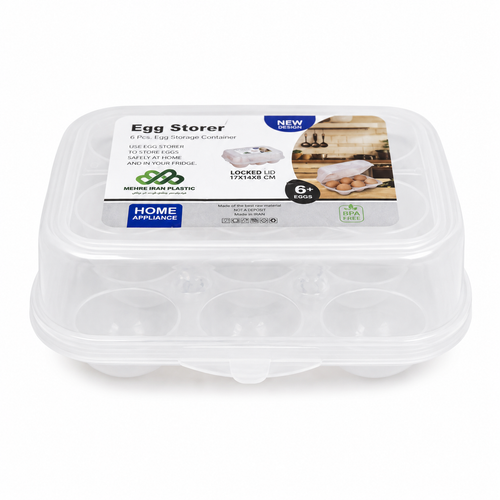 جای تخممرغ ۶ عددی دربدار مهر ایران پلاستیک مدل Egg Storer