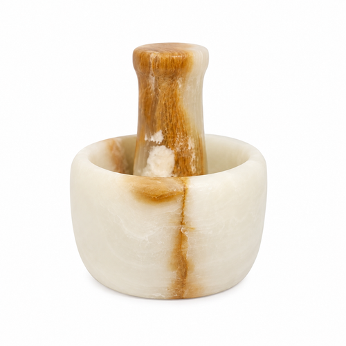 هاون سنگی مرمر طبیعی به همراه دسته،